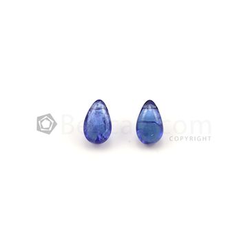10.70 x 6.50 mm to 10.60 x 6.90 mm - Medium Violet Tanzanite Drop Shape - 2 Pieces - 5.83 carats (TzDr1001)