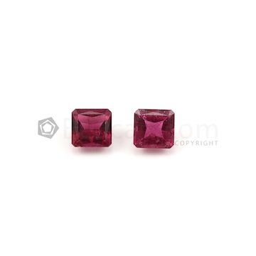 9.40 x 9 mm to 9.50 x 9 mm - Dark Pink Tourmaline Princess Cut - 2 Pieces - 7.72 carats (ToCS1029)
