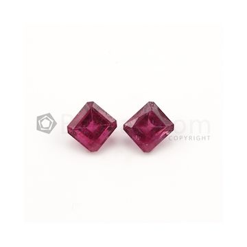 9.80 x 9.40 mm to 9.90 x 9.20 mm - Dark Pink Tourmaline Princess Cut - 2 Pieces - 9.41 carats (ToCS1031)