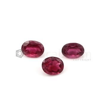12.20 x 10 mm to 12.60 x 9.80 mm - Dark Pink Tourmaline Oval Cut - 3 Pieces - 15.91 carats (ToCS1042)
