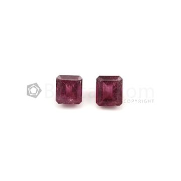 11.70 x 10.70 mm to 12.30 x 10.90 mm - Dark Pink Tourmaline Emerald Cut - 2 Pieces - 15.34 carats (ToCS1045)
