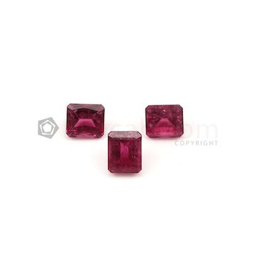 8.80 x 8 mm to 9.70 x 7.80 mm - Dark Pink Tourmaline Emerald Cut - 3 Pieces - 10.38 carats (ToCS1047)