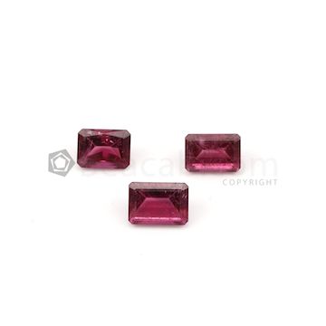9.70 x 7.30 mm to 10.90 x 7.70 mm - Dark Pink Tourmaline Emerald Cut - 3 Pieces - 10.04 carats (ToCS1052)