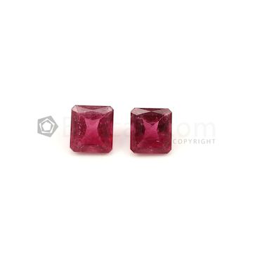 10.70 x 9.70 mm to 11 x 10 mm - Medium Red Tourmaline Emerald Cut - 2 Pieces - 10.55 carats (ToCS1056)