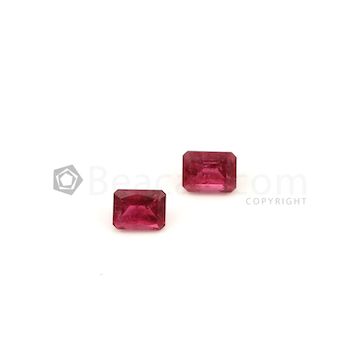 8.70 x 6.70 mm to 9 x 7 mm - Medium Red Tourmaline Emerald Cut - 2 Pieces - 5.49 carats (ToCS1061)