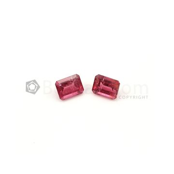 9 x 7 mm - Dark Pink Tourmaline Emerald Cut - 2 Pieces - 5.46 carats (ToCS1072)