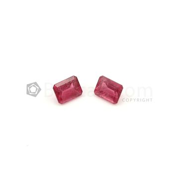 9 x 7 mm - Medium Pink Tourmaline Emerald Cut - 2 Pieces - 5.43 carats (ToCS1073)