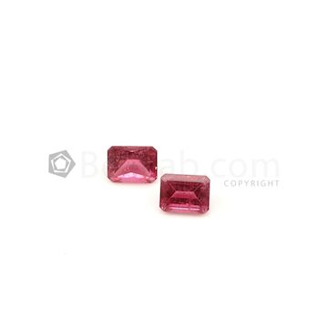 9 x 7 mm - Medium Pink Tourmaline Emerald Cut - 2 Pieces - 5.63 carats (ToCS1074)