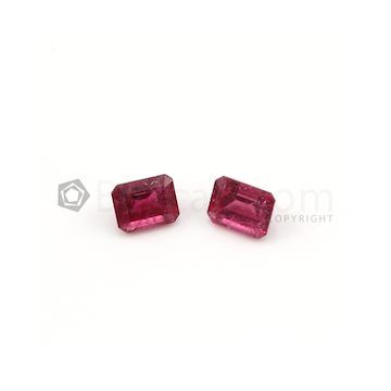 8.80 x 7 mm to 9 x 7 mm - Dark Pink Tourmaline Emerald Cut - 2 Pieces - 5.65 carats (ToCS1077)