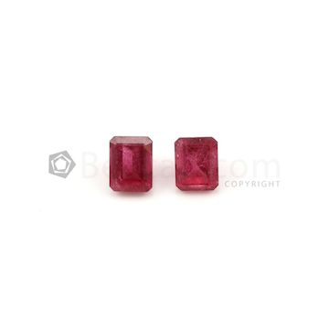 9.20 x 7.10 mm - Dark Pink Tourmaline Emerald Cut - 2 Pieces - 6.12 carats (ToCS1080)
