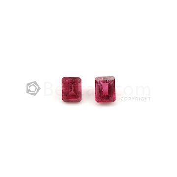 8 x 6 mm to 8 x 6.20 mm - Dark Pink Tourmaline Emerald Cut - 2 Pieces - 3.95 carats (ToCS1081)