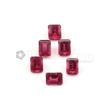 7.90 x 6.60 mm to 8.20 x 6.20 mm - Dark Pink Tourmaline Emerald Cut - 6 Pieces - 11.76 carats (ToCS1083)