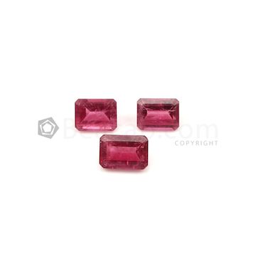 9 x 6.80 mm to 10.20 x 7.10 mm - Medium Pink Tourmaline Emerald Cut - 3 Pieces - 7.89 carats (ToCS1087)