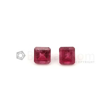 8.20 x 8.10 mm to 8.20 x 7.70 mm - Dark Pink Tourmaline Emerald Cut - 2 Pieces - 6.22 carats (ToCS1090)