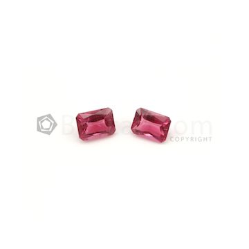 8.10 x 6 mm - Medium Pink Tourmaline Emerald Cut - 2 Pieces - 3.24 carats (ToCS1096)