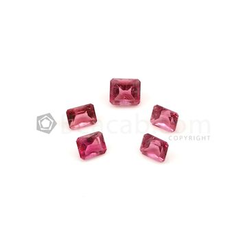 6.10 x 5.10 mm to 6.80 x 6 mm - Medium Pink Tourmaline Emerald Cut - 5 Pieces - 5.11 carats (ToCS1097)