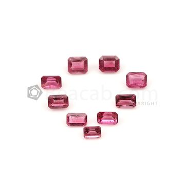 5.10 x 3.60 mm to 6 x 5.10 mm - Medium Pink Tourmaline Emerald Cut - 9 Pieces - 5.92 carats (ToCS1108)