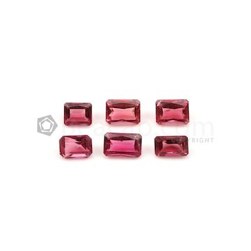 6.20 x 5.10 mm to 8.20 x 5.20 mm - Medium Pink Tourmaline Emerald Cut - 6 Pieces - 6.66 carats (ToCS1114)