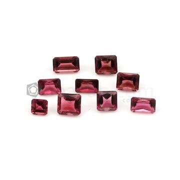 5 x 5 mm to 8.10 x 5.10 mm - Dark Pink Tourmaline Emerald Cut - 9 Pieces - 10.82 carats (ToCS1115)
