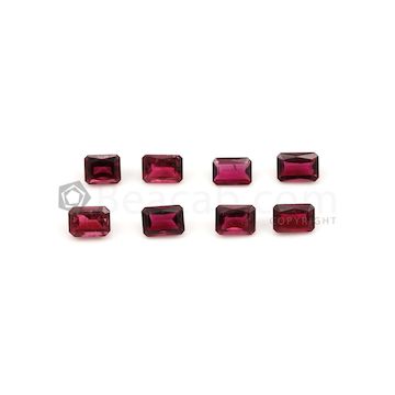 6.30 x 5.30 m to 7.30 x 5.10 mm - Dark Red Tourmaline Emerald Cut - 8 Pieces - 8.30 carats (ToCS1117)