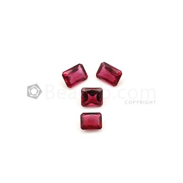 6.30 x 5.10 mm to 7.20 x 5.40 mm - Dark Red Tourmaline Emerald Cut - 4 Pieces - 3.92 carats (ToCS1118)