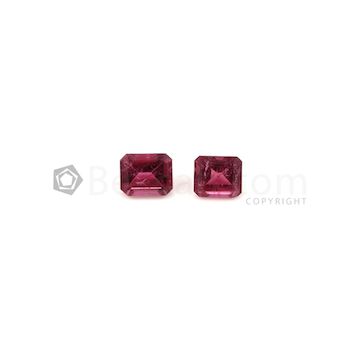 7.20 x 6.50 mm to 7.90 x 6.50 mm - Dark Red Tourmaline Emerald Cut - 2 Pieces - 3.46 carats (ToCS1119)
