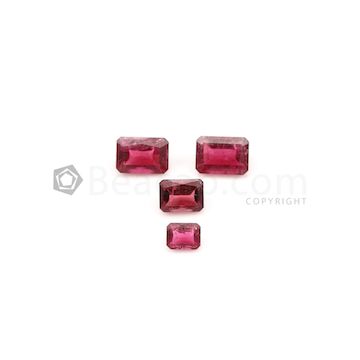 5 x 4 mm to 8 x 5.80 mm - Dark Pink Tourmaline Emerald Cut - 4 Pieces - 4.38 carats (ToCS1122)