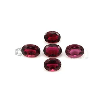 8.20 x 6.50 mm to 9.70 x 7.70 mm - Dark Red Tourmaline Oval Cut - 5 Pieces - 10.53 carats (ToCS1128)