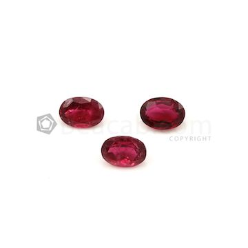 9.80 x 7.20 mm to 10 x 7 mm - Dark Red Tourmaline Oval Cut - 3 Pieces - 6.80 carats (ToCS1130)
