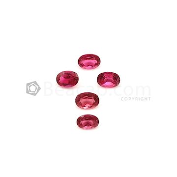 6.80 x 4.70 mm to 7.40 x 5.50 mm - Medium Pink Tourmaline Oval Cut - 5 Pieces - 4.65 carats (ToCS1136)
