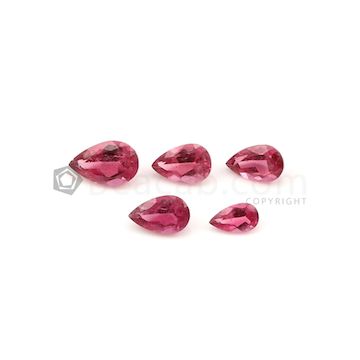 7.50 x 4.50 mm to 10.80 x 7 mm - Medium Pink Tourmaline Pear Cut - 5 Pieces - 6.46 carats (ToCS1137)