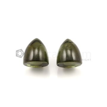 16.90 x 15.90 mm to 16.90 x 16 mm - Dark Green Tourmaline High Dome Cut - 2 Pieces - 67.21 carats (ToCab1009)