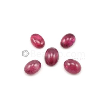 13.70 x 9.70 mm to 16.10 x 11 mm - Dark Pink Tourmaline Oval Cabochons - 5 Pieces - 37.69 carats (ToCab1015)