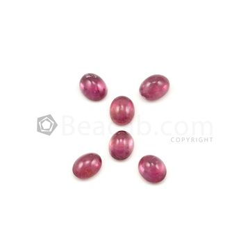 9 x 7 m - Medium Pink Tourmaline Oval Cabochons - 6 Pieces - 12.35 carats (ToCab1016)