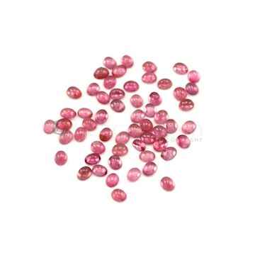 5 x 3 mm to 5.50 x 4.30 mm - Medium Pink Tourmaline Oval Cabochons - 57 Pieces - 23.61 carats (ToCab1018)