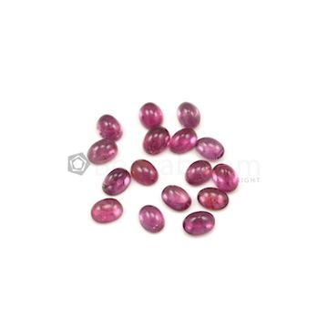 7.70 x 6.10 mm to 8 x 6 mm - Dark Pink Tourmaline Oval Cabochons - 16 Pieces - 23.34 carats (ToCab1022)