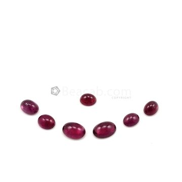 10 x 8 mm to 14 x 10 mm - Dark Pink Tourmaline Oval Cabochons - 8 Pieces - 34.08 carats (ToCab1024)