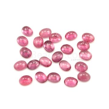 10 x 8 mm - Medium Pink Tourmaline Oval Cabochons - 23 Pieces - 65.88 carats (ToCab1025)