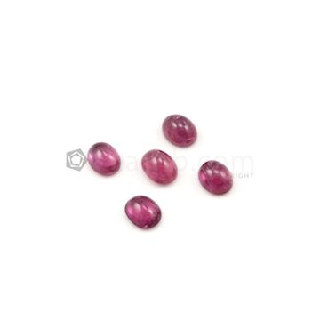 10 x 8 mm to 10.80 x 8.20 mm - Medium Pink Tourmaline Oval Cabochons - 5 Pieces - 15.45 carats (ToCab1026)