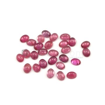 7.70 x 5.90 mm to 8.20 x 6.20 mm - Medium Pink Tourmaline Oval Cabochons - 28 Pieces - 35.07 carats (ToCab1028)