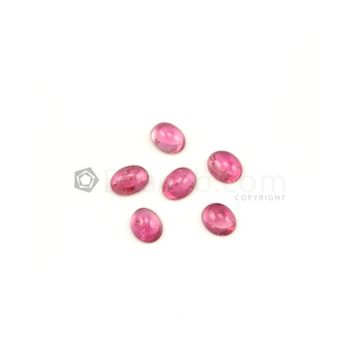 9 x 7 mm - Medium Pink Tourmaline Oval Cabochons - 6 Pieces - 10.22 carats (ToCab1030)