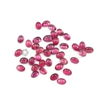 6.50 x 4.50 mm to 8.10 x 6.10 mm - Medium Pink Tourmaline Oval Cabochons - 38 Pieces - 35.78 carats (ToCab1032)