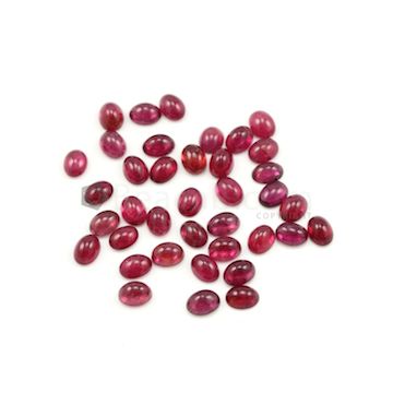 8 x 6 mm - Dark Pink Tourmaline Oval Cabochons - 38 Pieces - 52.32 carats (ToCab1035)