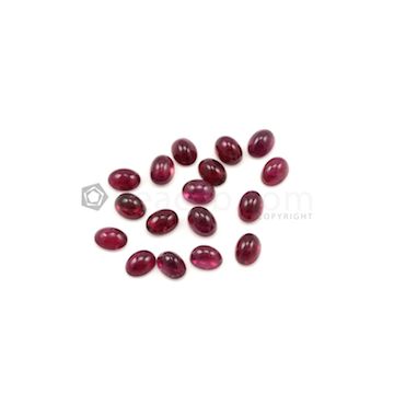 8 x 6 mm - Dark Pink Tourmaline Oval Cabochons - 17 Pieces - 25.89 carats (ToCab1036)