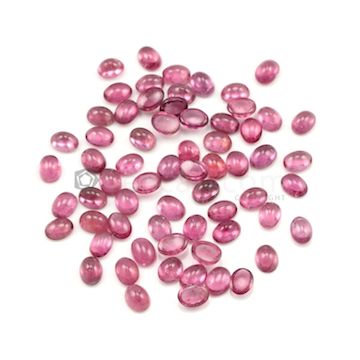 8 x 6 mm - Medium Pink Tourmaline Oval Cabochons - 65 Pieces - 87.87 carats (ToCab1037)