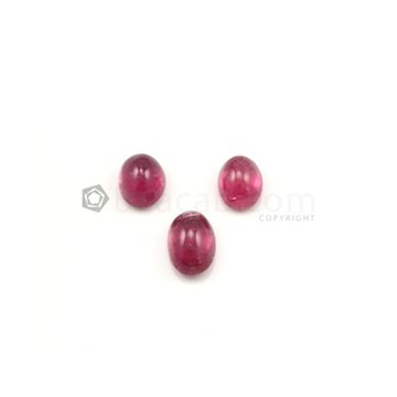 14 x 10.60 mm to 16.70 x 11.40 mm - Medium Pink Tourmaline Oval Cabochons - 3 Pieces - 29.02 carats (ToCab1040)