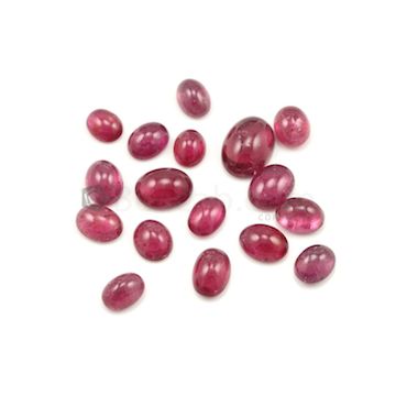 10.30 x 8 mm to 17 x 12.10 mm - Dark Pink Tourmaline Oval Cabochons - 17 Pieces - 76.31 carats (ToCab1042)