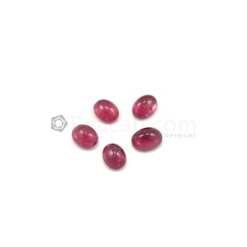11 x 8.50 mm to 11.80 x 9 mm - Medium Pink Tourmaline Oval Cabochons - 5 Pieces - 20.08 carats (ToCab1043)