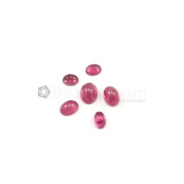 9 x 7 mm to 13 x 10 mm - Medium Pink Tourmaline Oval Cabochons - 6 Pieces - 22.90 carats (ToCab1045)