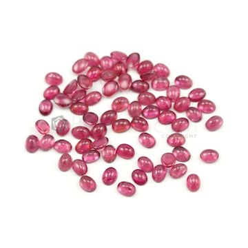 7.80 x 6.20 mm to 8 x 6.10 mm - Dark Pink Tourmaline Oval Cabochons - 69 Pieces - 94.34 carats (ToCab1049)